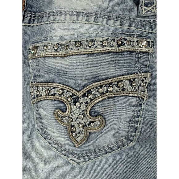 Rock Revival Size 26 Suko Ankle Skinny Light Wash Jeans Embellished - Picture 7 of 12